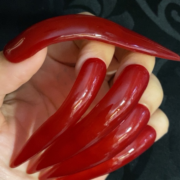 Neon pink or red valentines or Christmas xxxl curvy acrylic luxury presson nails - Picture 7 of 8